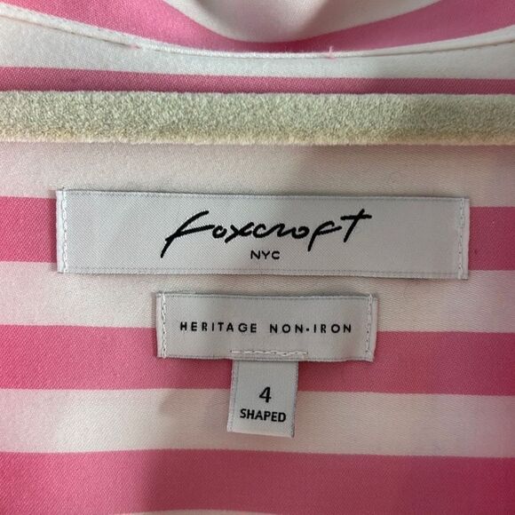 Foxcroft NYC Heritage Non Iron Shaped Tunic Sz 4 pink and white striped - Picture 6 of 9
